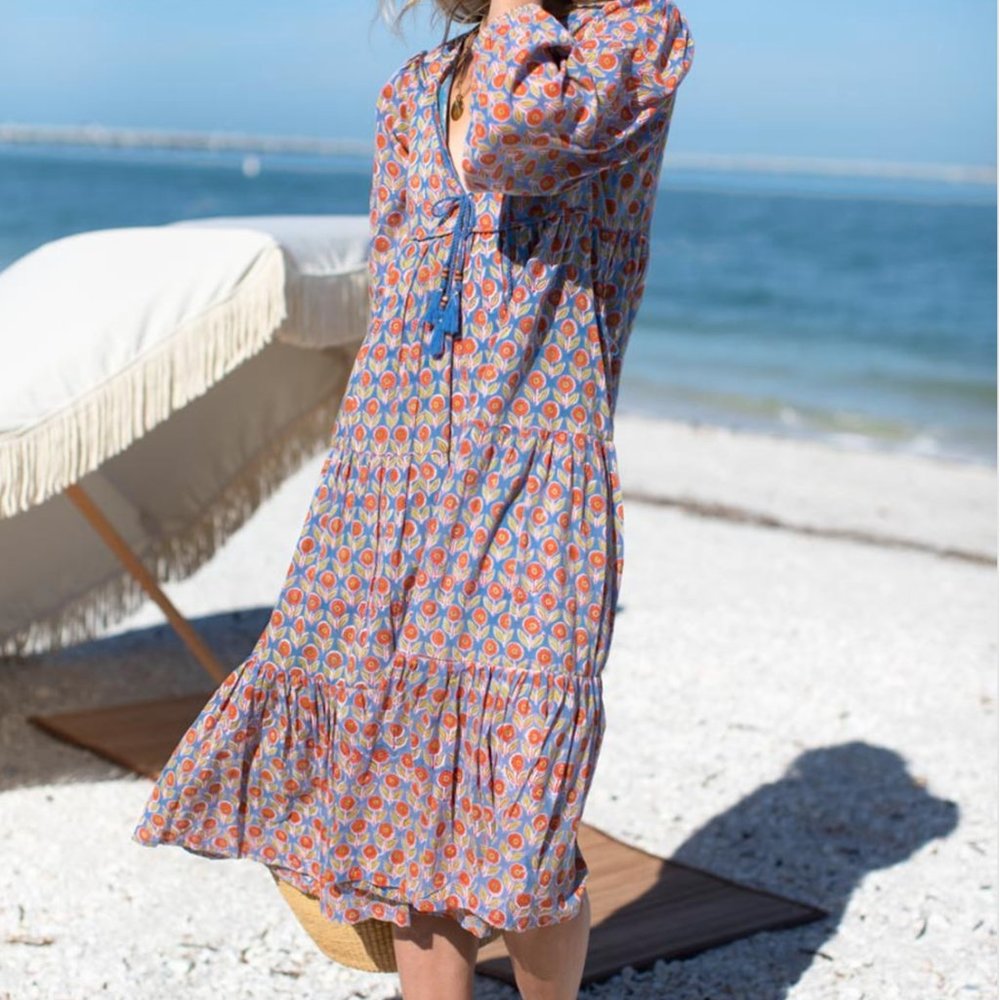 Emerson Fry Heirloom Dress, Wednesday Flower Blues, Size M (Sold Out Online)